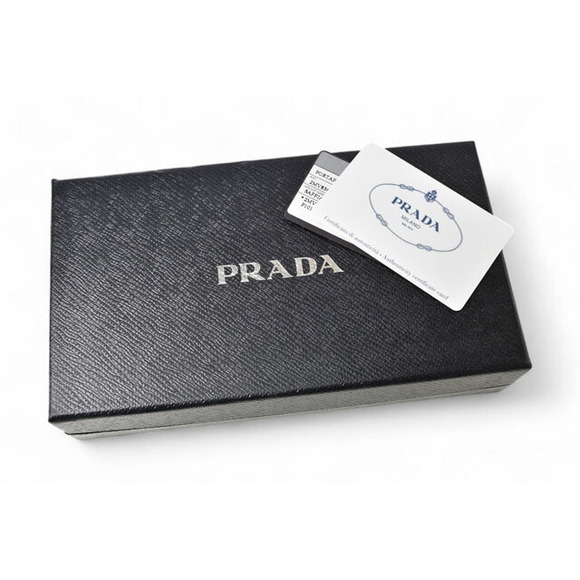 Prada Saffiano Embossed Leather Long Wallet Neri Baltico Black Navy Blue - Picture 11 of 11